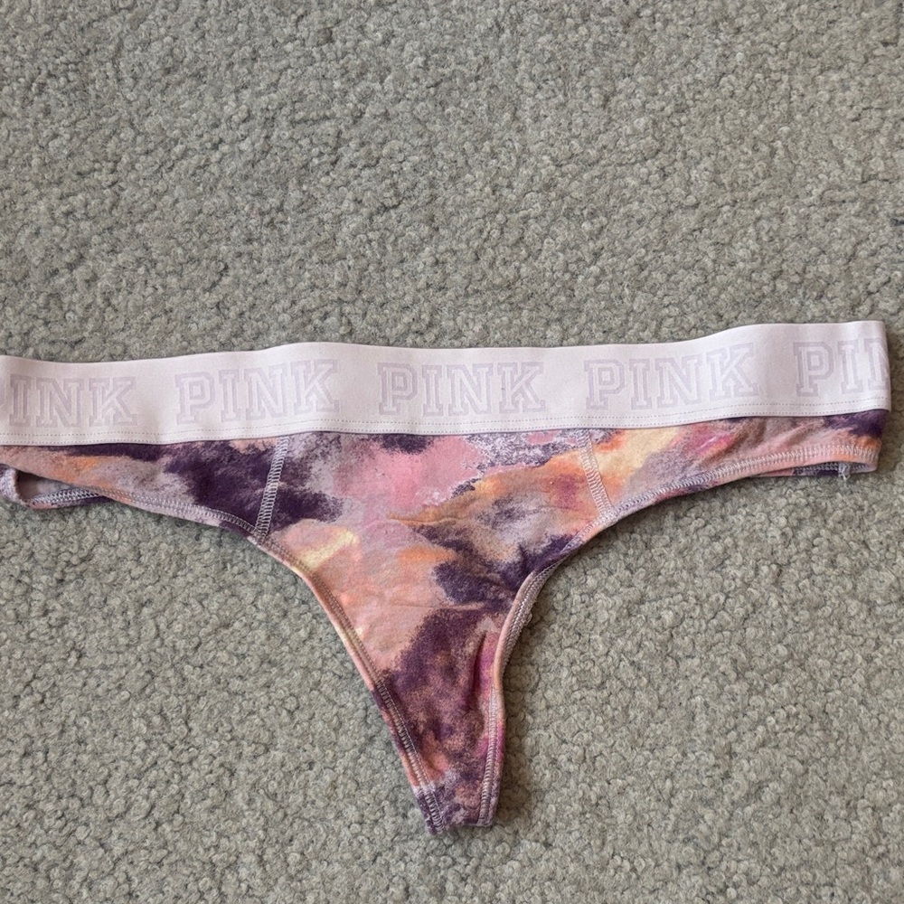 PINK VS Logo Waistband Thong Large